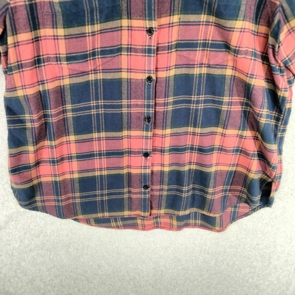 Madewell Button Down Shirt Womens Size L Red Blue Plaid Long Sleeve - Picture 3 of 11